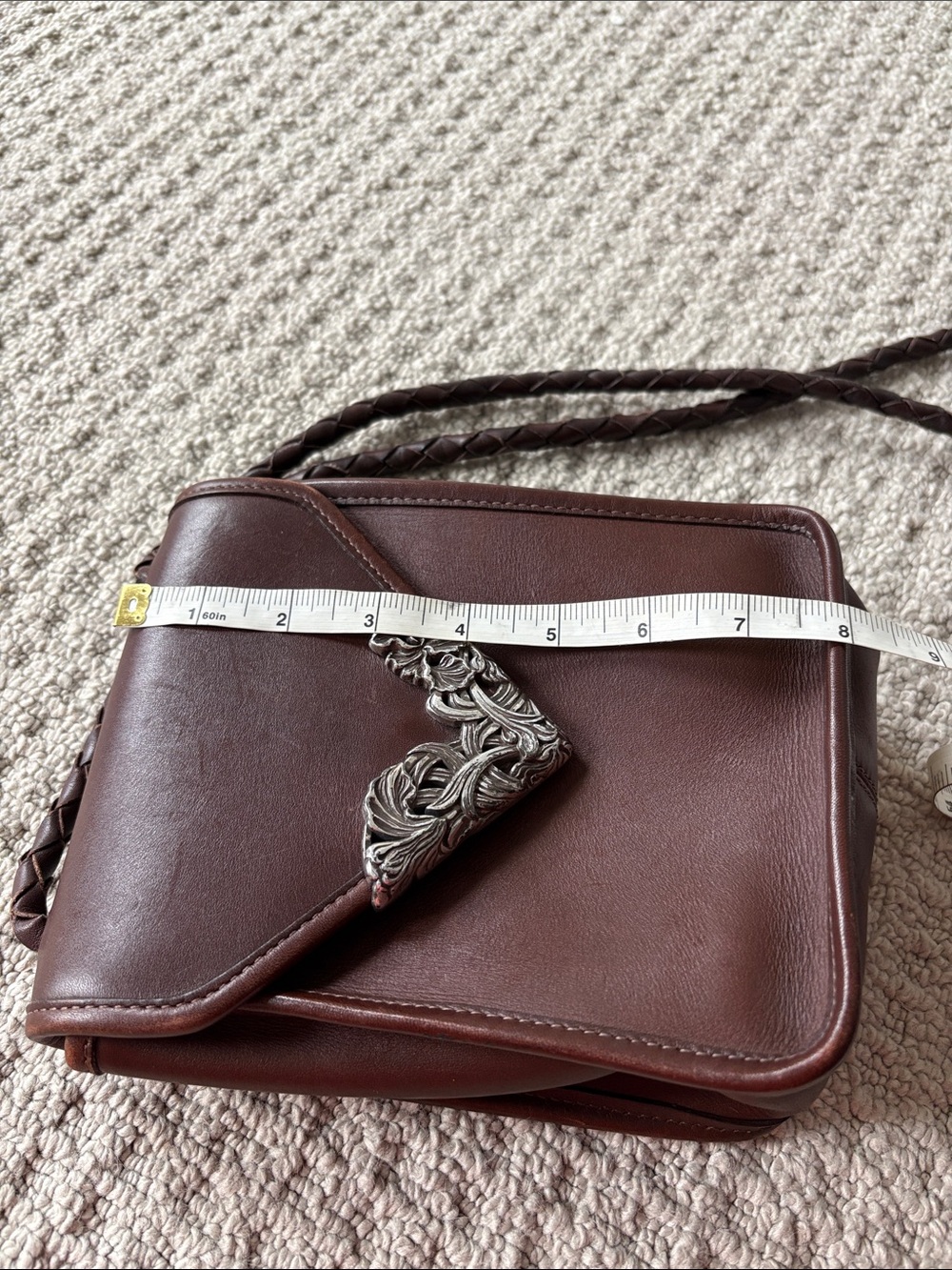 Vintage Brighton Leather Crossbody Bag with Metal Accents - Picture 9 of 11